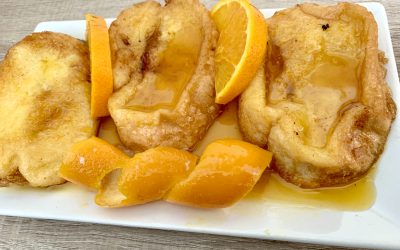 Torrijas tradicionales y en almíbar de naranja